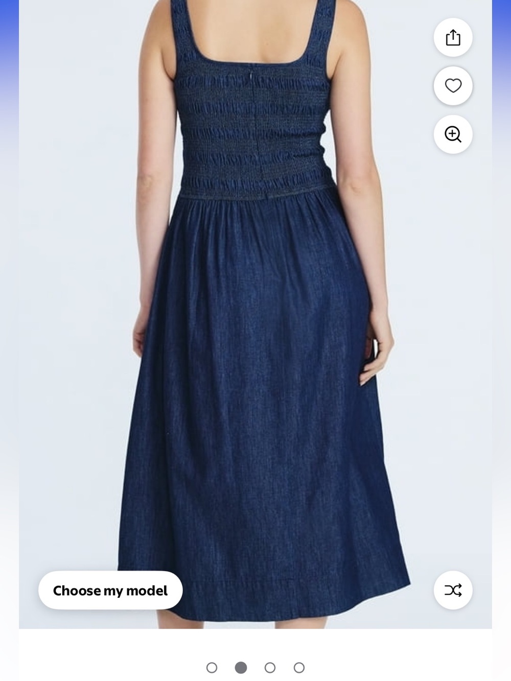 Free Assembly Dark Denim Smocked Tank Midi dress - Picture 3 of 7